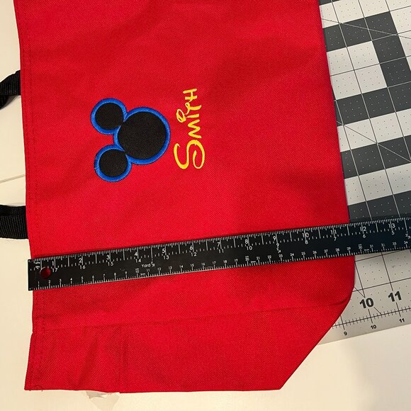 Disney Mickey Mouse Red Canvas ”Smith”‎ Embroidered Tote Bag - VERY CUTE! - Picture 9 of 12